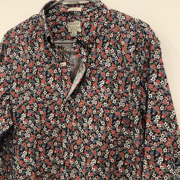 Stretch Secret Wash Organic Cotton Poplin mens floral button down 🌺 - Picture 4 of 9